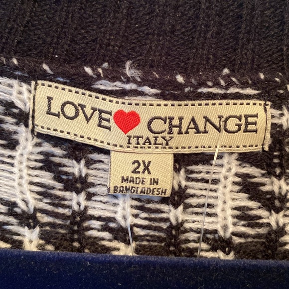 Brand New Love Change Black /White V-neck Sweater…size 2X - Picture 3 of 4
